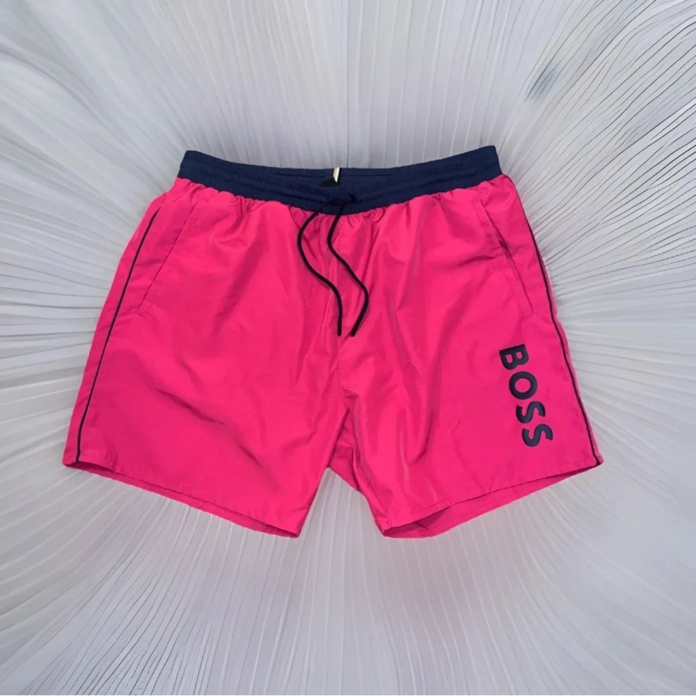 HUGO BOSS QUICK-DRY Pirhana Abstract Floral BOSS Patch Swim Trunks NWT